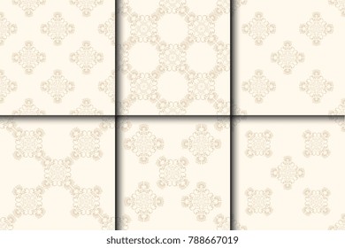 Seamless ornament on background. Set. Floral ornament on background. Wallpaper pattern. Contemporary pattern. Textile pattern