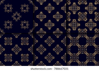 Seamless ornament on background. Set. Floral ornament on background. Wallpaper pattern. Contemporary pattern. Textile pattern