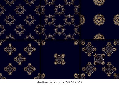 Seamless ornament on background. Set. Floral ornament on background. Wallpaper pattern. Contemporary pattern. Textile pattern