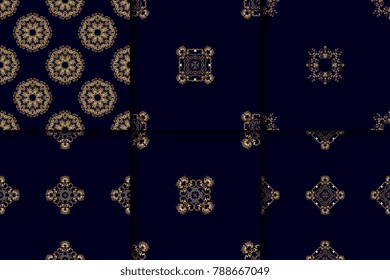 Seamless ornament on background. Set. Floral ornament on background. Wallpaper pattern. Contemporary pattern. Textile pattern