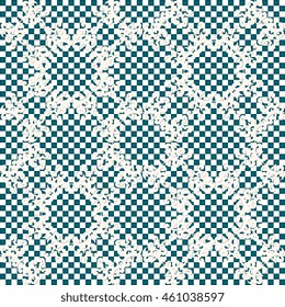 Seamless ornament on the background of squares. Vector illustration
