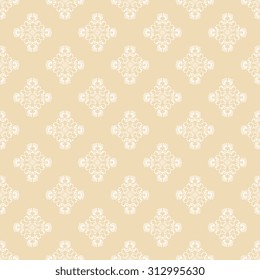 Seamless ornament on beige background. Wallpaper pattern