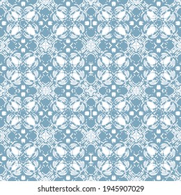 Seamless ornament on blue background. Wallpaper pattern