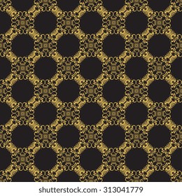 Seamless ornament on brown background. Wallpaper pattern