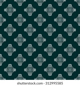 Seamless ornament on dark background. Wallpaper pattern