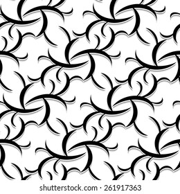 Seamless ornament pattern with black elements on white