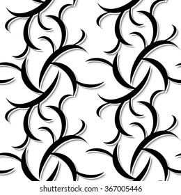 Seamless ornament pattern with black elements on white
