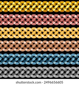 Patrón de ornamento sin costuras de trenza y cadena en el esquema de color metálico. se puede utilizar para hacer patrón de tela y otro patrón gráfico.