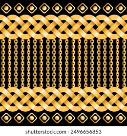 Seamless ornament pattern of Braid and Chain on Light Gold Color Scheme. can be use for making cloth pattern and other graphic pattern.