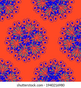  seamless ornament pattern in bright colors, for printing on fabric, scarf, shawl, carpet, shawl, vector illustration.
