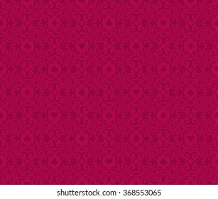 Seamless ornament pattern with card symbols in the middle of the motif