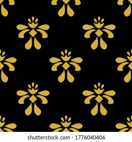 Seamless ornament pattern on black background amd golden color