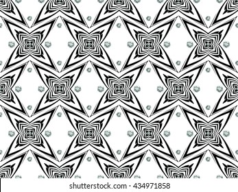 Seamless ornament pattern with precious stones. Ethnic. Handmade, painted background. Islam, Arabic, Indian. Abstract, endless, decorative elements for design