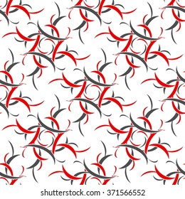 Seamless ornament pattern with red black elements on white