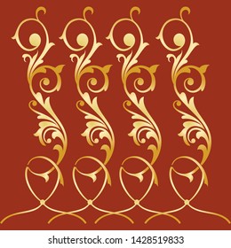 Seamless ornament pattern with red swirl elements 
