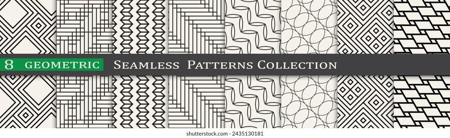 Seamless ornament pattern set, Modern unique geometry background. Subtle vector design.