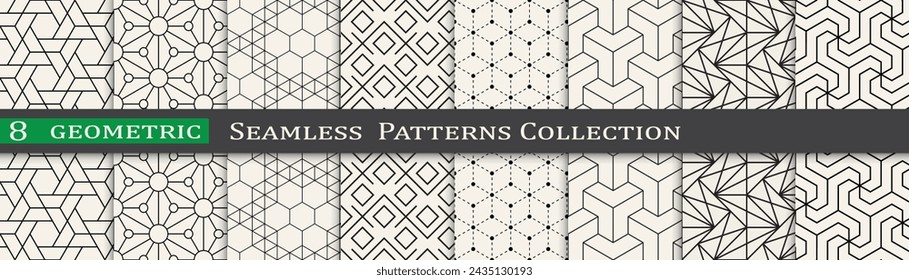 Seamless ornament pattern set, Modern unique geometry background. Subtle vector design.