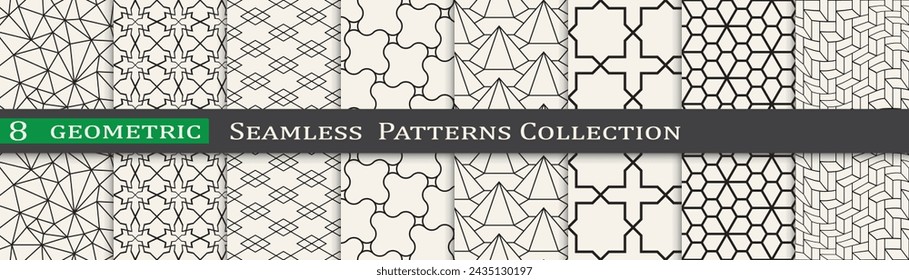 Seamless ornament pattern set, Modern unique geometry background. Subtle vector design.