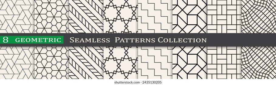 Seamless ornament pattern set, Modern unique geometry background. Subtle vector design.