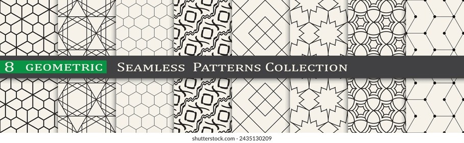 Seamless ornament pattern set, Modern unique geometry background. Subtle vector design.