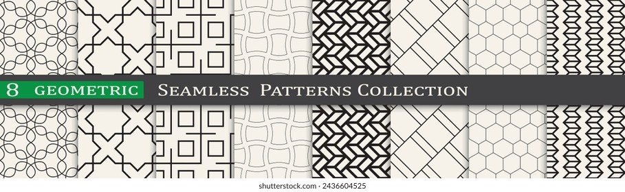 Seamless ornament pattern set, Modern unique geometry background. Subtle vector design.