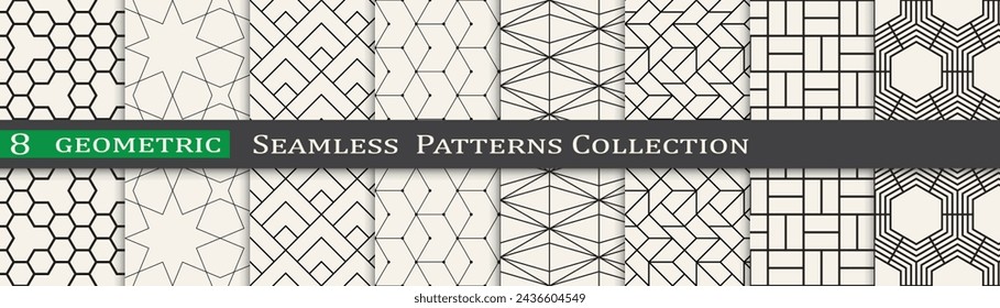 Seamless ornament pattern set, Modern unique geometry background. Subtle vector design.