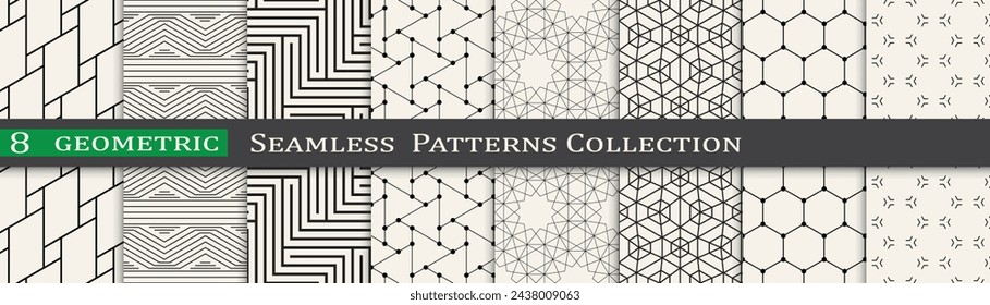 Seamless ornament pattern set, Modern unique geometry background. Subtle vector design.