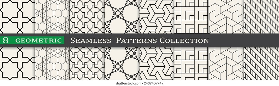 Seamless ornament pattern set, Modern unique geometry background. Subtle vector design.