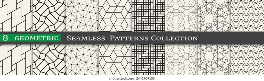 Seamless ornament pattern set, Modern unique geometry background. Subtle vector design.