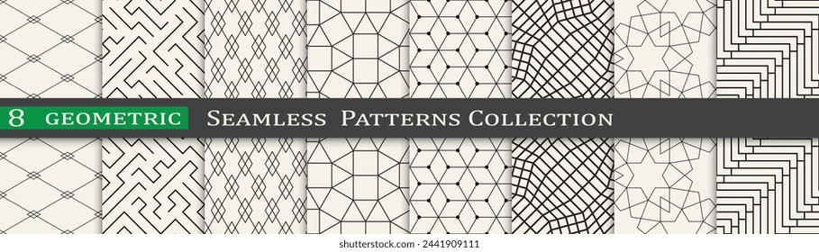 Seamless ornament pattern set, Modern unique geometry background. Subtle vector design.