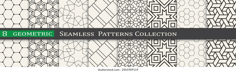 Seamless ornament pattern set, Modern unique geometry background. Subtle vector design.