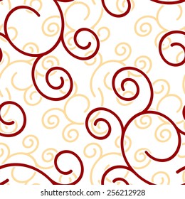 Seamless ornament pattern with swirl elements on white