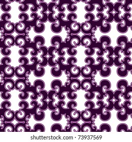 Seamless ornament pattern with violet swirl elements