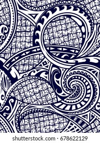 Seamless ornament with polynesian ethnic style elements