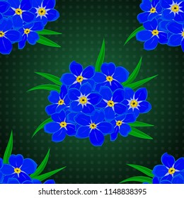 Seamless ornament print in green, gray and blue colors. Vector Indian floral forget-me-not flowers pattern. Ethnic towel, henna style. Can be used for greeting card background, backdrop, textile.