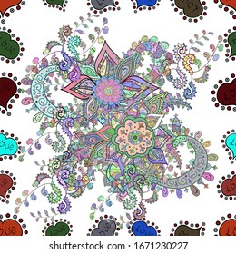 Impresión de adorno impecable. Estilo vector Henna. Se puede utilizar para saludar fondo de tarjeta de visita, libro de colorear, fondo, textil. Toalla de etnia Mandala. Patten paisley fronterizo indio.