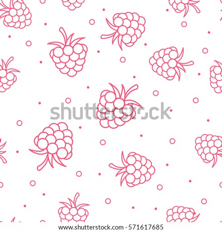 Seamless ornament with raspberries in a linear fashion