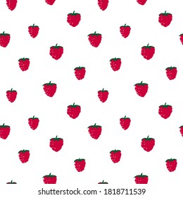 Seamless ornament with raspberries. Raspberry vector pattern