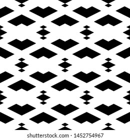 Seamless ornament. Rhombuses, chevrons pattern. Geometrical wallpaper. Simple shapes backdrop. Geometric background. Ethnic motif. Digital paper, textile print, abstract image. Vector artwork.