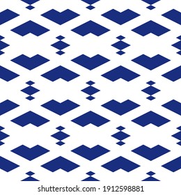 Seamless ornament. Rhombuses, chevrons pattern. Geometrical wallpaper. Simple shapes backdrop. Geometric background. Ethnic motif. Digital paper, textile print, abstract image. Vector artwork.