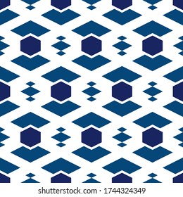 Seamless ornament. Rhombuses, hexagons, chevrons pattern. Geometrical wallpaper. Vector artwork.