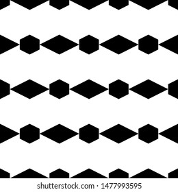 Seamless ornament. Rhombuses, hexagons pattern. Geometrical wallpaper. Simple shapes backdrop. Geometric background. Polygons motif. Ethnic image. Digital paper, textile print, abstract. Vector image.