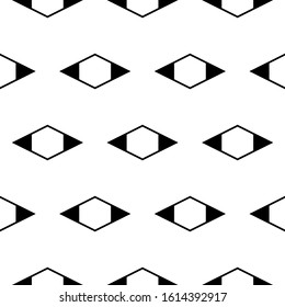 Seamless ornament. Rhombuses, hexagons pattern. Geometrical wallpaper. Simple shapes backdrop. Geometric background. Polygons motif. Ethnic image. Digital paper, textile print, abstract. Vector image.
