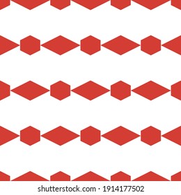 Seamless ornament. Rhombuses, hexagons pattern. Geometrical wallpaper. Simple shapes backdrop. Geometric background. Polygons motif. Ethnic image. Digital paper, textile print, abstract. Vector image.