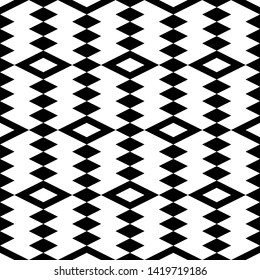 Seamless ornament. Rhombuses pattern. Diamonds backdrop. Lozenges wallpaper. Ethnic motif. Geometric background. Digital paper, textile print, web design, abstract.