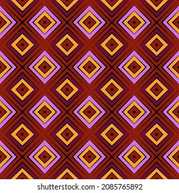 Ornamento sin mangas. Patrón de Rombuses. Fondo de diamantes. Papel tapiz de estilo africano. Motivo étnico. Fondo geométrico. Papel digital. Diseño web geométrico. Impresión textil mosaica. Obra artística de vectores