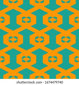 Seamless ornament. Rhombuses, trapeziums, figures pattern. Geometrical figures wallpaper. Geometric background. Shapes backdrop. Digital paper, textile print, web design, abstract. Vector artwork.