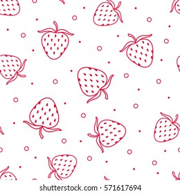 Seamless ornament with strawberries in a linear fashion