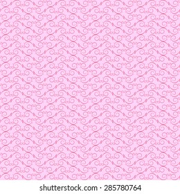 Seamless ornament with swirls and lightning. Pink gamma. Abstract pattern.