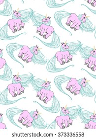 Seamless ornament with unicorns.